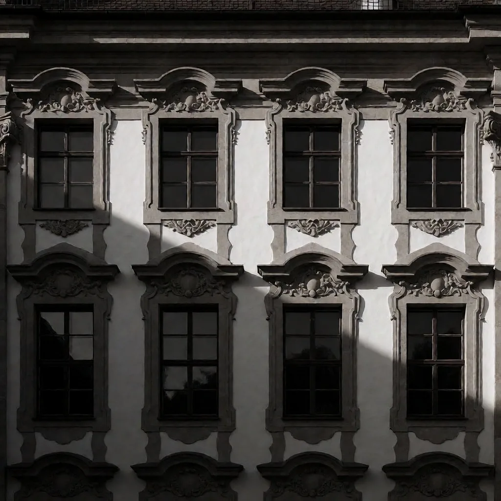 Barocke Palastfassade mit symmetrischer Gliederung