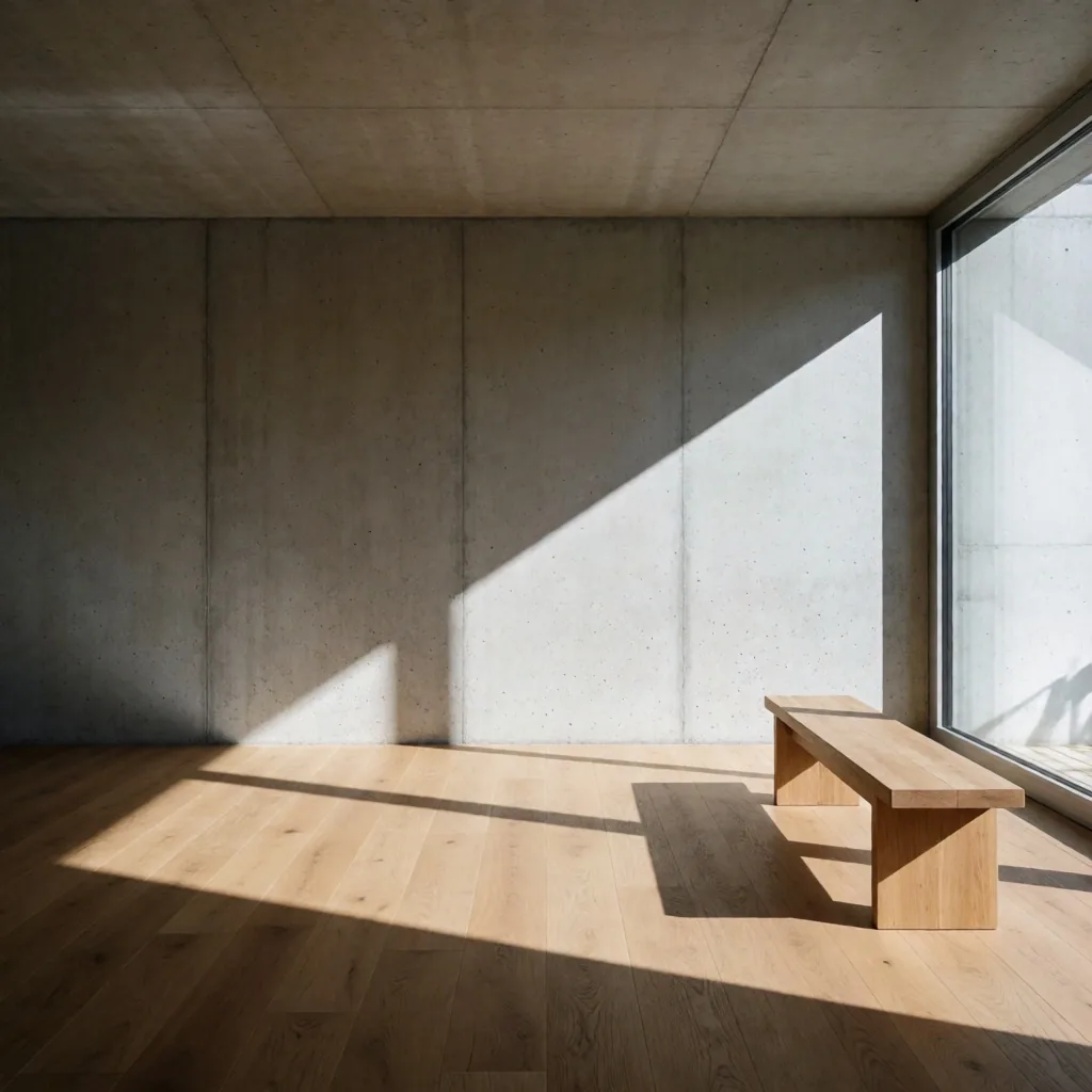 Innenarchitektur mit Tageslicht und sichtbarem Beton