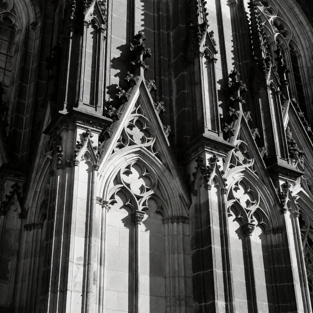 Historische Steinfassade mit gotischen Details