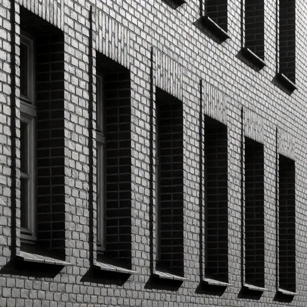 Klinkerfassade mit rasterförmiger Fensteranordnung